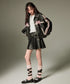 Box Pleat Faux Leather Skirt